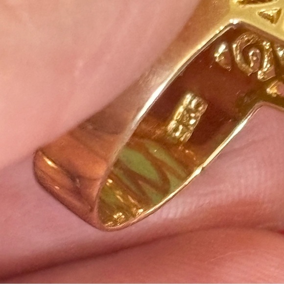 Jade gold over 925 large ring size 6.75 - Picture 3 of 12